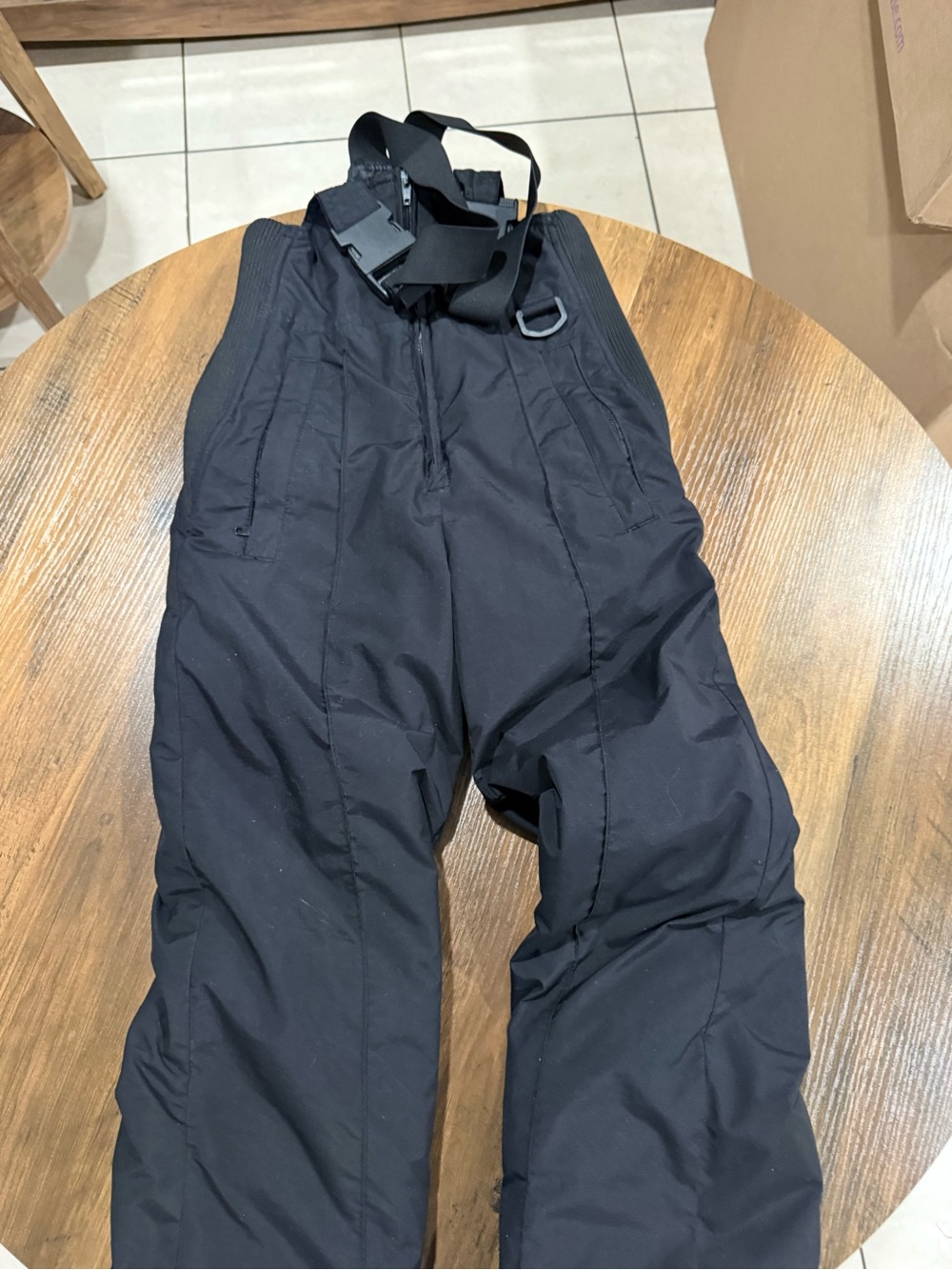 Children's Black Insulated One-Piece Snow Bib with Adjustable Straps